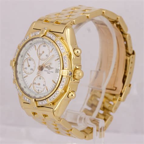 breitling chronomat gold with diamonds|Breitling gold chronograph.